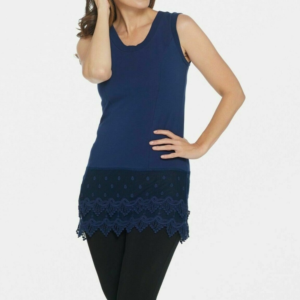Kathleen Kirkwood Layering Tank Top Lace Navy